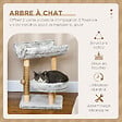 PAWHUT - Arbre à chat griffoir chanvre naturel panier plateforme d'observation jeu boule suspendue bois panneaux peluche gris - vignette