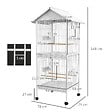 PAWHUT - Volière cage à oiseaux sur roulettes design maison mangeoires perchoirs 10 portes plateaux excréments amovibles acier blanc - vignette