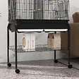 PAWHUT - Grande cage oiseaux - cage perroquet - grande volière sur roulettes - étagère, plateaux coulissants, accessoires - noir - vignette