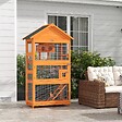 PAWHUT - Cage à oiseaux volière grande taille 2 portes trappe toit asphalte tiroir amovible bois pré-huilé - vignette
