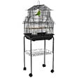 PAWHUT - Cage à oiseaux design maison mangeoires perchoirs 3 portes plateau excrément amovible noir - vignette
