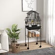PAWHUT - Cage à oiseaux design maison mangeoires perchoirs 3 portes plateau excrément amovible noir - vignette