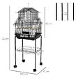 PAWHUT - Cage à oiseaux design maison mangeoires perchoirs 3 portes plateau excrément amovible noir - vignette
