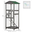 PAWHUT - Cage à oiseaux volière grande taille 2 portes toit asphalte tiroir amovible bois gris - vignette