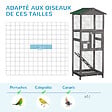 PAWHUT - Cage à oiseaux volière grande taille 2 portes toit asphalte tiroir amovible bois gris - vignette