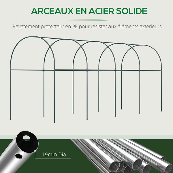OUTSUNNY - Serre de jardin serre à tomates dim. 4L x 1,2l x 1,7H m acier thermolaqué vert PE haute densité blanc - large