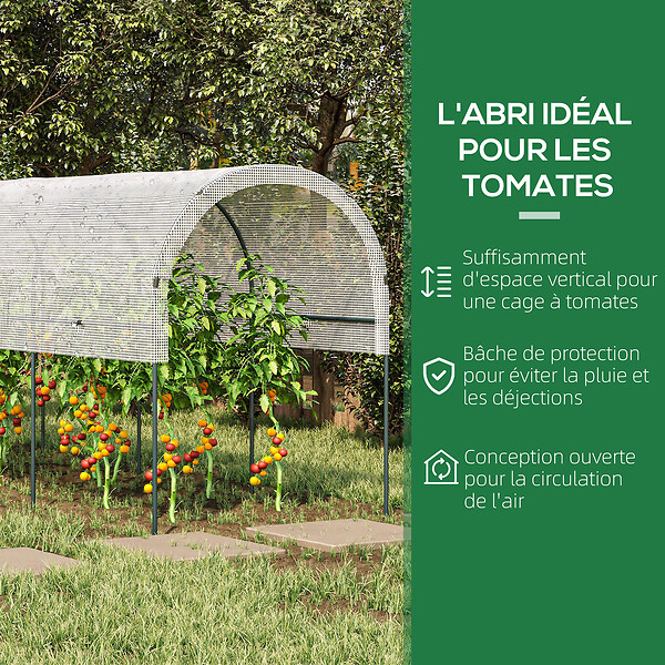 OUTSUNNY - Serre de jardin serre à tomates dim. 4L x 1,2l x 1,7H m acier thermolaqué vert PE haute densité blanc - large
