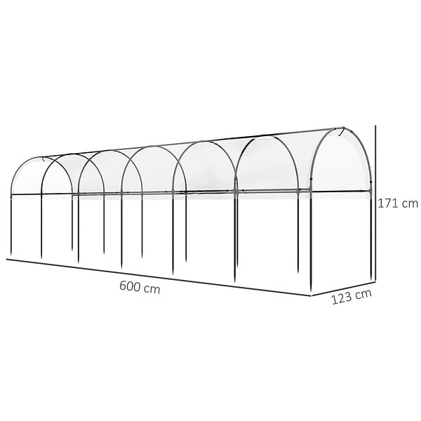 OUTSUNNY - Serre de jardin serre à tomates dim. 6L x 1,23l x 1,71H m acier thermolaqué vert PE haute densité transparent - large