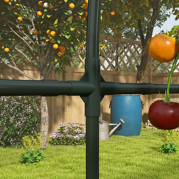 OUTSUNNY - Serre de jardin serre à tomates dim. 6L x 1,23l x 1,71H m acier thermolaqué vert PE haute densité transparent - large