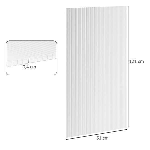 OUTSUNNY - Lot de 14 panneaux polycarbonate alvéolaire 4 mm transparent dim. 121L x 61l cm - large