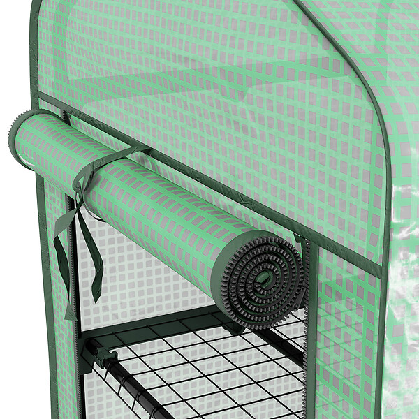 OUTSUNNY - Mini serre de jardin 3 étagères porte enroulable 4 roulettes PE - large