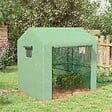 OUTSUNNY - Serre de jardin 2,8 m² porte zippée 2 fenêtres acier PE vert - vignette