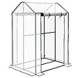 OUTSUNNY - Serre de jardin 0,8 m² - 2 espaces, 2 portes enroulables - acier PE transparent - vignette