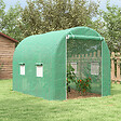 OUTSUNNY - Serre de jardin tunnel surface sol 6 m² châssis tubulaire renforcé vert - vignette