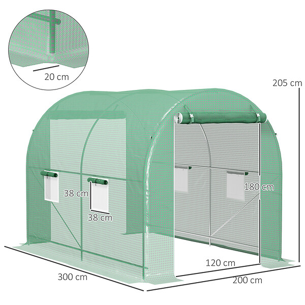 OUTSUNNY - Serre de jardin tunnel surface sol 6 m² châssis tubulaire renforcé vert - large