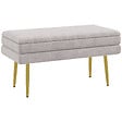HOMCOM - Banquette coffre de rangement 2 en 1 piètement effilé incliné acier doré velours gris clair - vignette