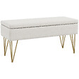 HOMCOM - Banquette coffre de rangement 2 en 1 design art déco - piètement épingle acier doré tissu crème - vignette