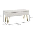 HOMCOM - Banquette coffre de rangement 2 en 1 design art déco - piètement épingle acier doré tissu crème - vignette