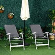 OUTSUNNY - Lot de 2 chaises de jardin pliantes dossier haut inclinable multipositions accoudoirs tétière alu. oxford déperlant gris - vignette