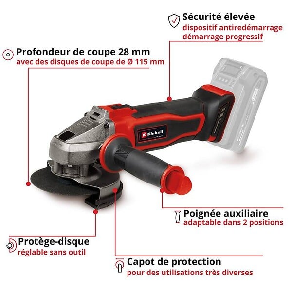 EINHELL - Meuleuse d'angle sans fil TE-AG 18/115-2 Li - Solo - large