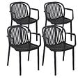 OVIALA - Lot de 4 fauteuils en plastique noir - Copenhague - vignette