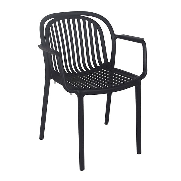 OVIALA - Lot de 4 fauteuils en plastique noir - Copenhague - large