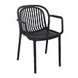 OVIALA - Lot de 4 fauteuils en plastique noir - Copenhague - vignette