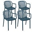 OVIALA - Lot de 4 fauteuils en plastique bleu canard - Copenhague - vignette