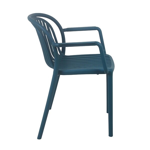 OVIALA - Lot de 4 fauteuils en plastique bleu canard - Copenhague - large