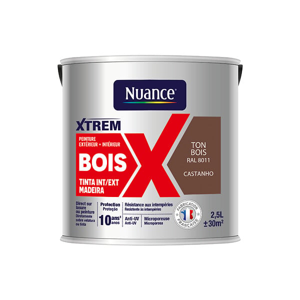 NUANCE - Peinture XTREM bois satin ton bois RAL 8011 2.5L - large
