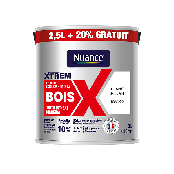 NUANCE - Peinture XTREM bois brillant blanc  2.5L+20% - large