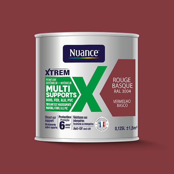 NUANCE - Peinture XTREM multi supports satin rouge basque RAL 3004 0.125 - large