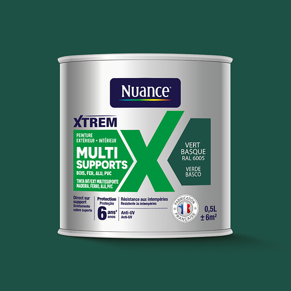 NUANCE - Peinture XTREM multi supports satin vert basque RAL 6005 0.5L - large
