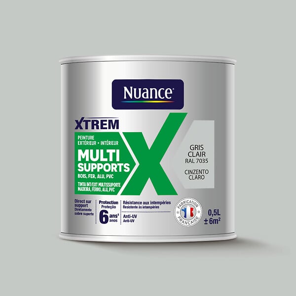 NUANCE - Peinture XTREM multi supports satin gris clair RAL 7035 0.5L - large