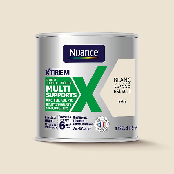 NUANCE - Peinture XTREM multi supports satin blanc cassé RAL 9001 0.125ML - large