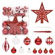 VIDAXL - vidaXL Ensemble de boules de Noël 64 pcs Rouge et blanc - vignette