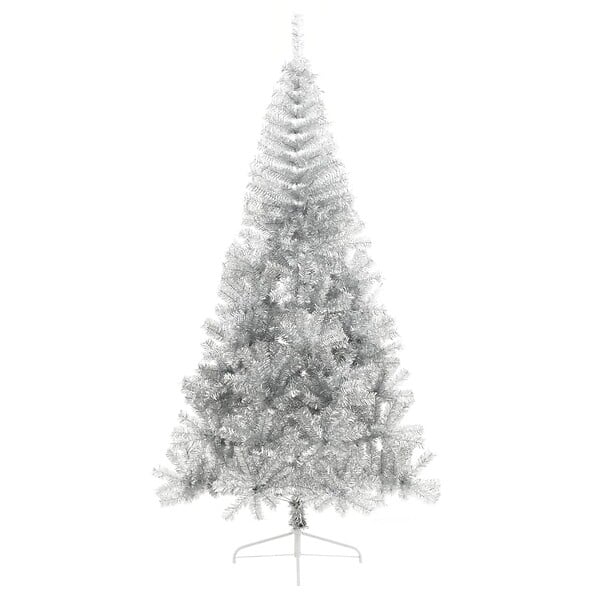VIDAXL - vidaXL Demi sapin de Noël artificiel avec support argenté 210 cm PET - large