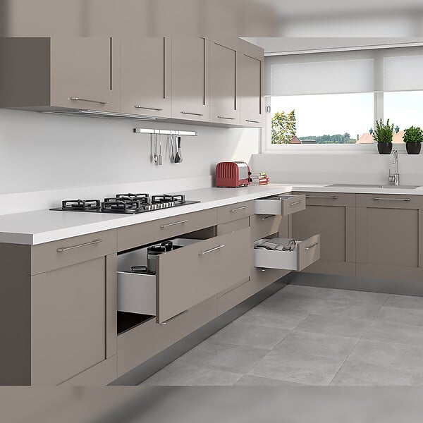 EMUCA - Kit de tiroir pour cuisine et sdb Concept - H. 138mm - P. 500mm - Fermeture amortie - Acier - Anthracite - large