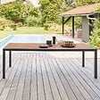 OVIALA - Table de jardin aluminium et céramique effet bois 10 places 241 cm - Tivoli - vignette
