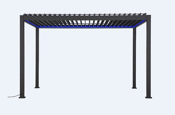 MODE DE VIE - Pergola bioclimatique Alyssa motorisée, LED - Aluminium - Gris - 4x3m - large