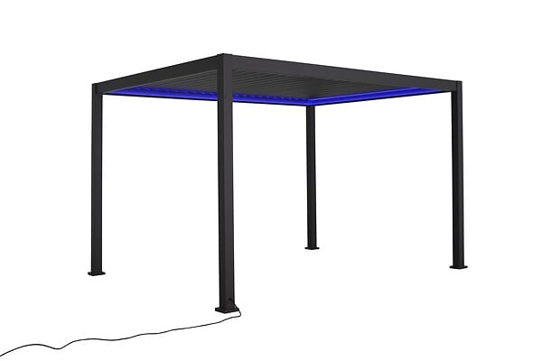 MODE DE VIE - Pergola bioclimatique Alyssa motorisée, LED - Aluminium - Gris - 4x3m - large
