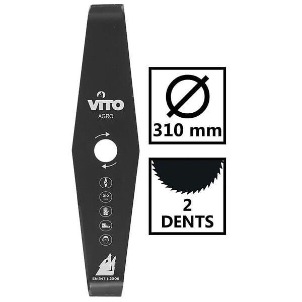 VITO - Lame de coupe pour débroussailleuse 2 dents Diam 310mm Alesage 25.4 VITO - large