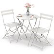VOUNOT - Ensemble bistro extérieur 1 table 2 chaises acier blanc - vignette