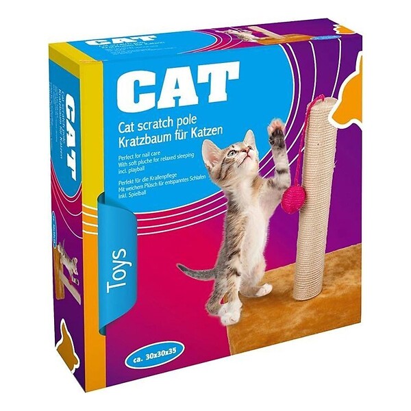 KZ GARDEN - Griffoir pour Chat avec Balle Grattoir Chaton Hauteur 30 cm Peluche moelleuse - large