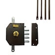 SECURY-T - Serrure de sûreté pour porte d'entrée avec tringles - En Applique - 6 points - Marron - Droite - Axe 60 mm - 5 clés - vignette