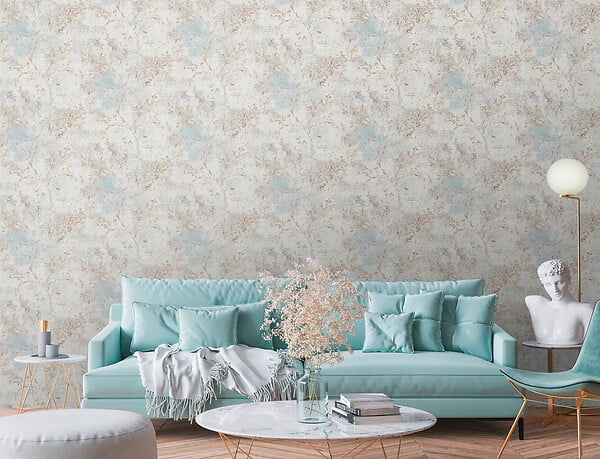 AS CREATION - pv/int estampe beige fd blanc - large