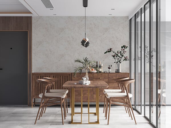 AS CREATION - pv/int estampe vieux rose fd beige - large