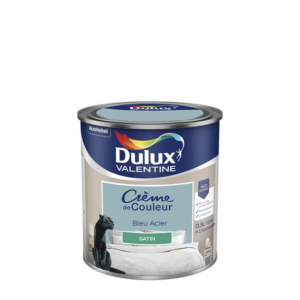DULUX VALENTINE - Peinture Crème De Couleur Dulux Valentine Satin Bleu Acier 0,5 L - large
