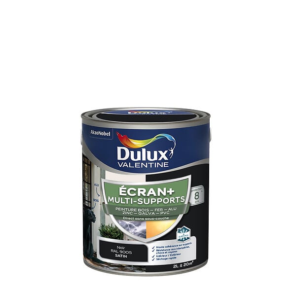 DULUX VALENTINE - Peinture Ext M/Sup Ecran+ Dulux Valentine Satin - Noir 2 L - large