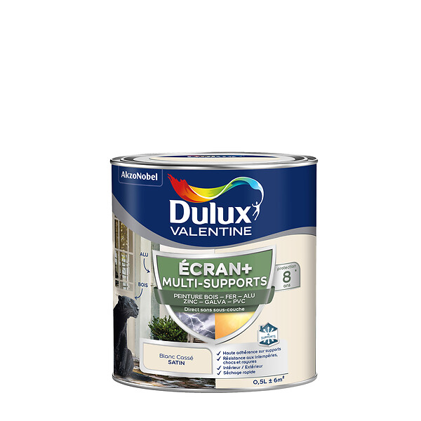 DULUX VALENTINE - Peinture Ext M/Sup Ecran+ Dulux Valentine Satin - Blanc Cassé 0,5 L - large